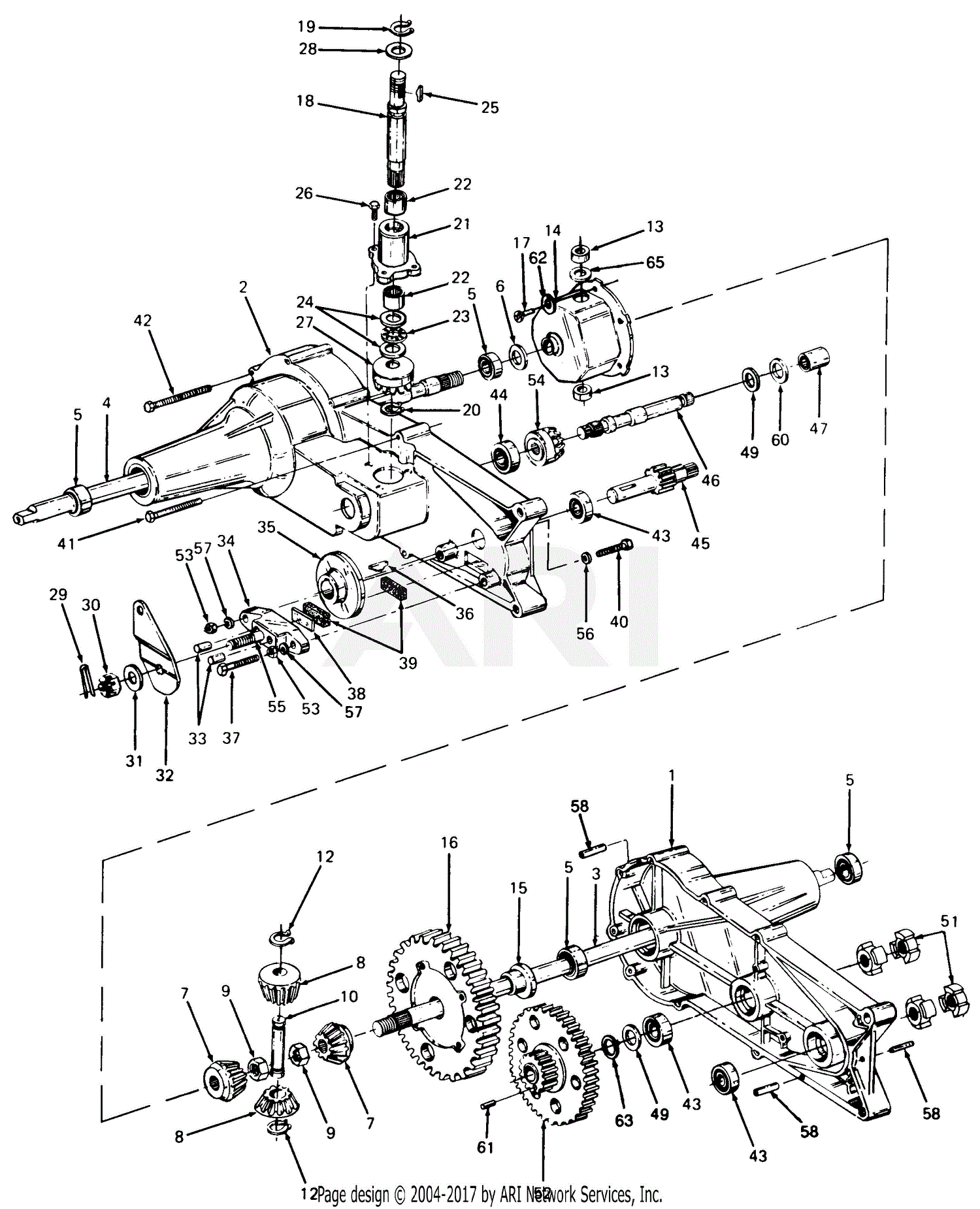 MTD 132836H190 GT185 (1992) Parts Diagram for Transaxle (7170950)