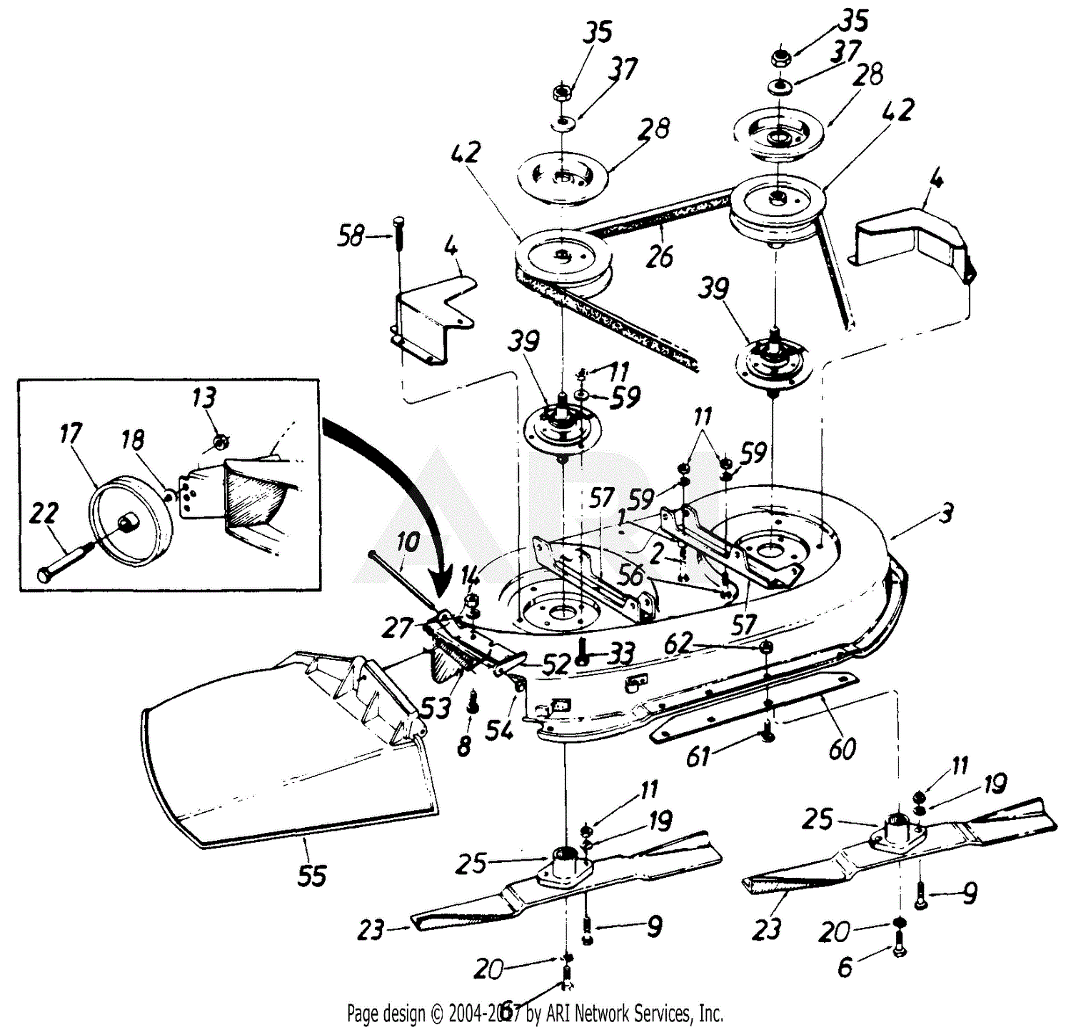 MTD 132-666F190 LT-12 (1992) Parts Diagram for 38-Inch Mower Deck