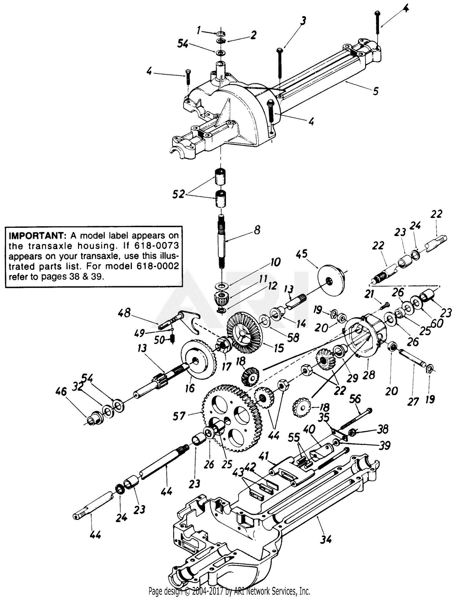 MTD 132-666F190 LT-12 (1992) Parts Diagram for Single Speed Transaxle ...
