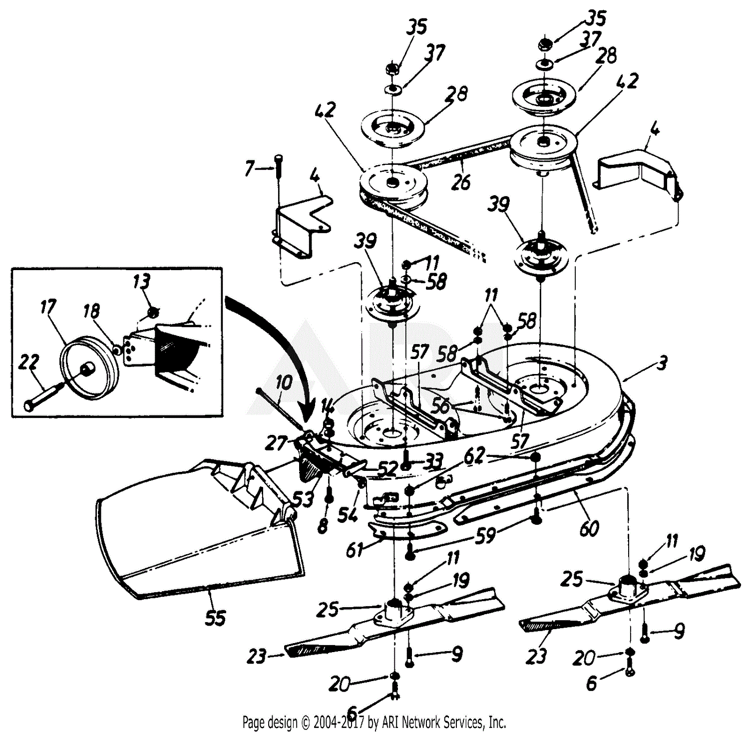 john deere 42 inch mower deck parts diagram