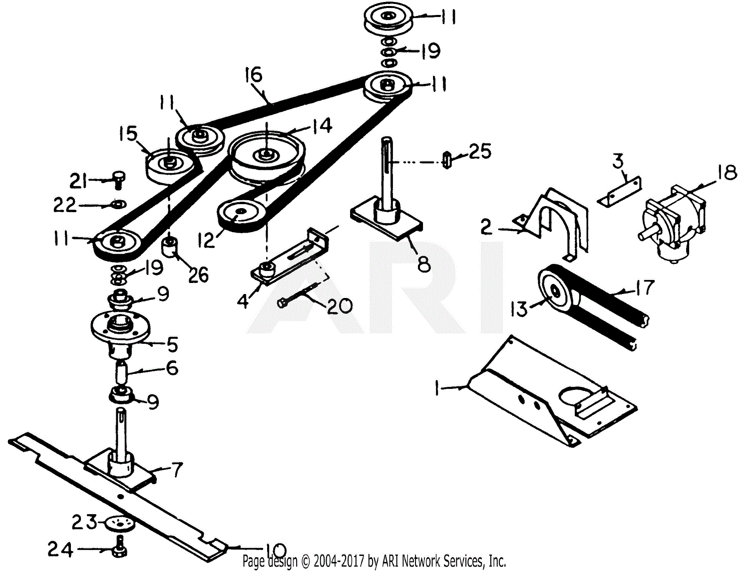 Mtd 133 005 190 Fr 14 1993 Parts Diagram For 52 Inch Deck Drive 3992