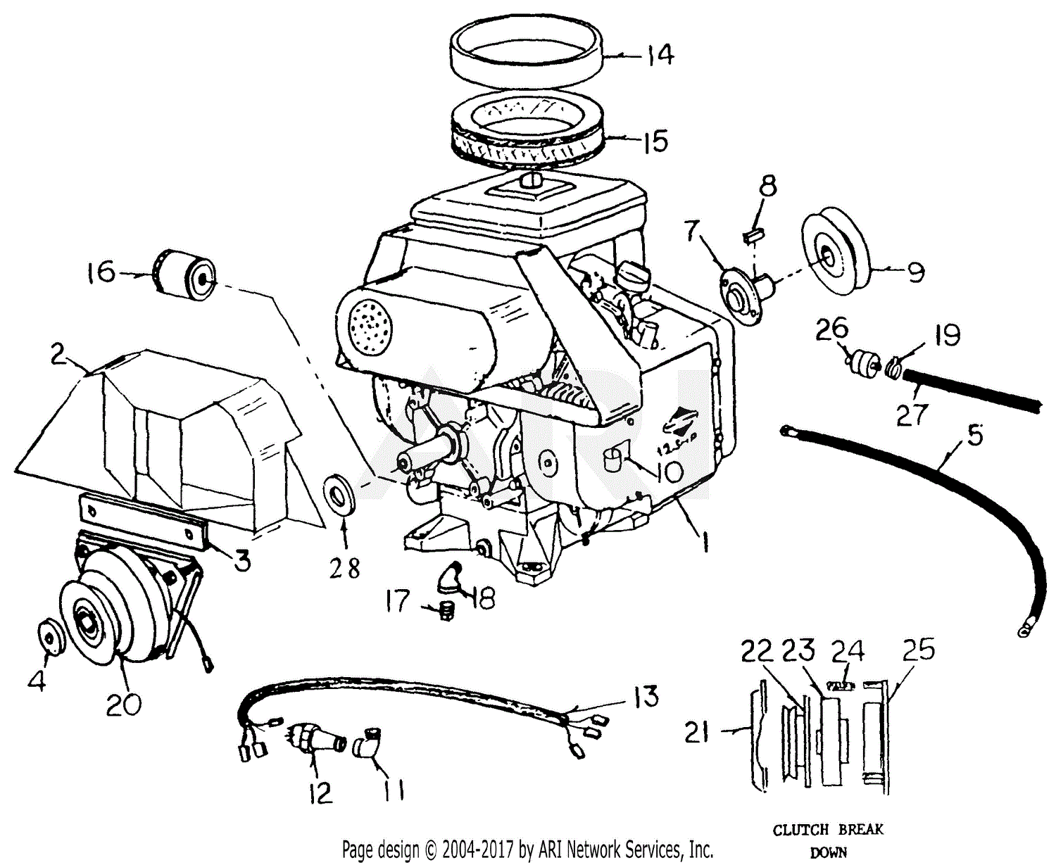 Mtd 133 006 190 Fr 16 1993 Parts Diagram For Engine Briggs And Stratton 2994