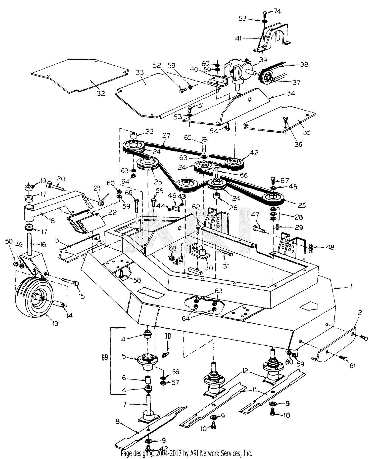 MTD 133-026-190 FR-2000C (1993) Parts Diagram for 52-Inch Mower Deck ...