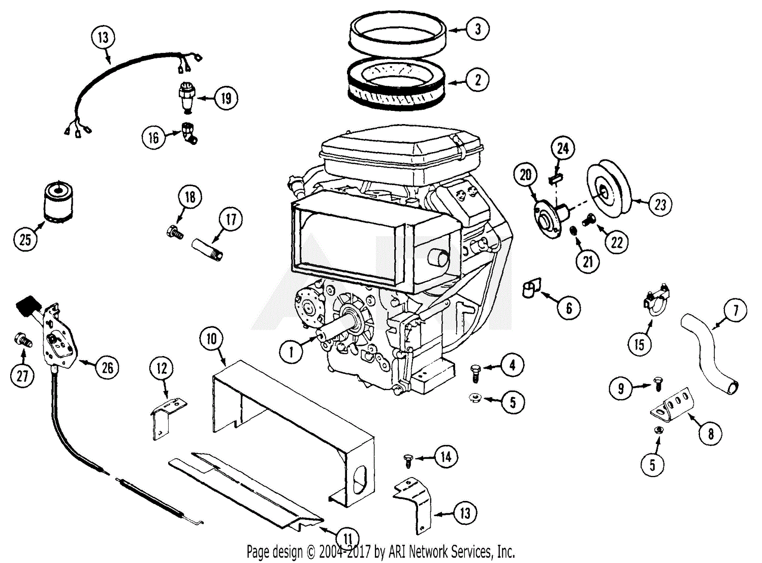 MTD 133026190 FR2000C (1993) Parts Diagram for Engine and Attaching