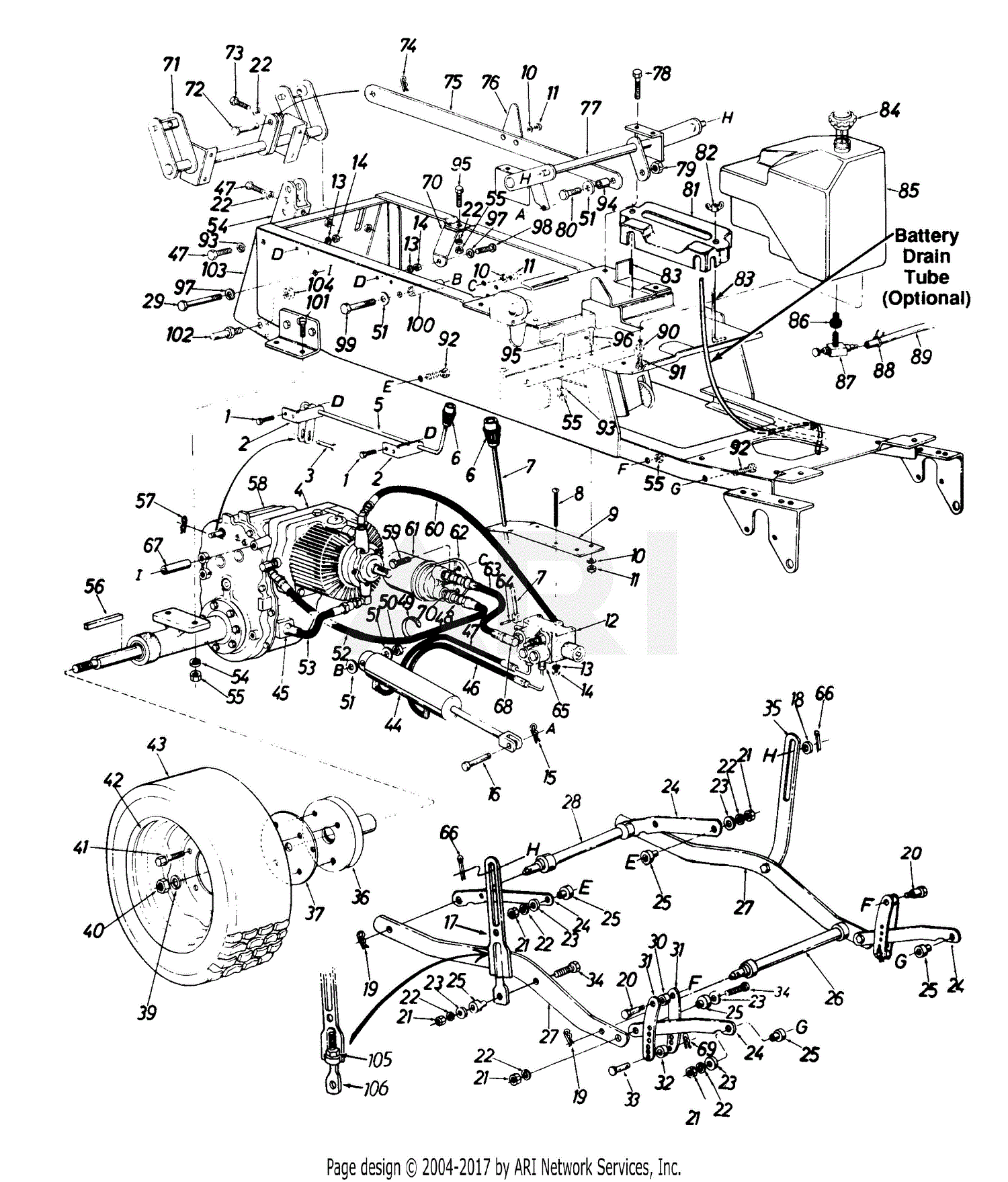 MTD 143-996-190 GT-1855 (1993) Parts Diagram for Gas Tank & Hydrostatic ...