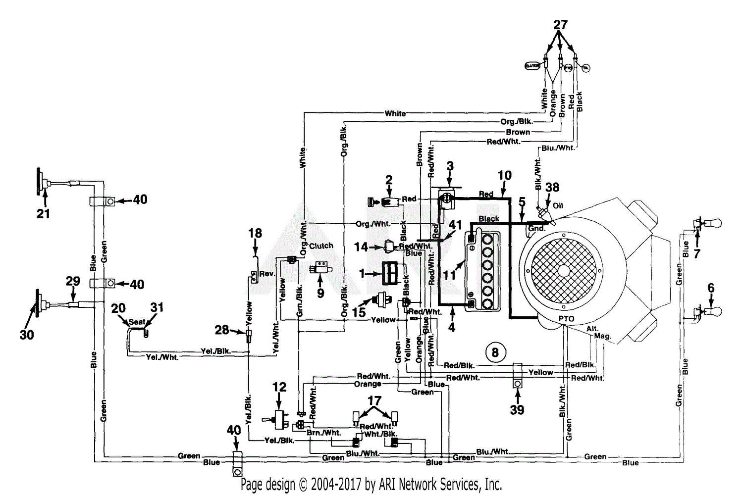 MTD 143U836H190 GT-185 (1993) Parts Diagram for Electrical Schematic