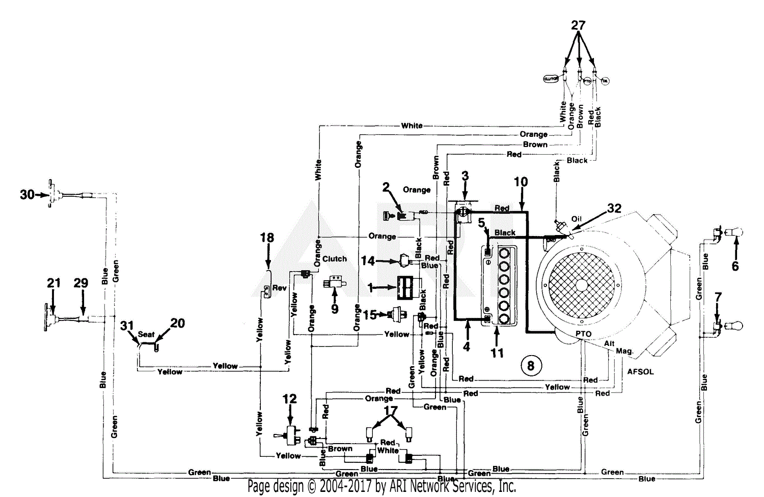 MTD 143U846H190 GT-180 (1993) Parts Diagram for Electrical Schematic