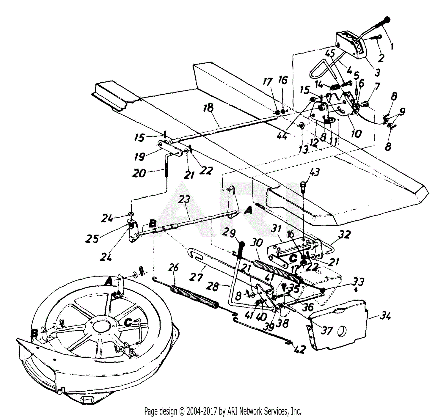 MTD 133B561B190 R-10 (1993) Parts Diagram for Deck And Blade Assembly