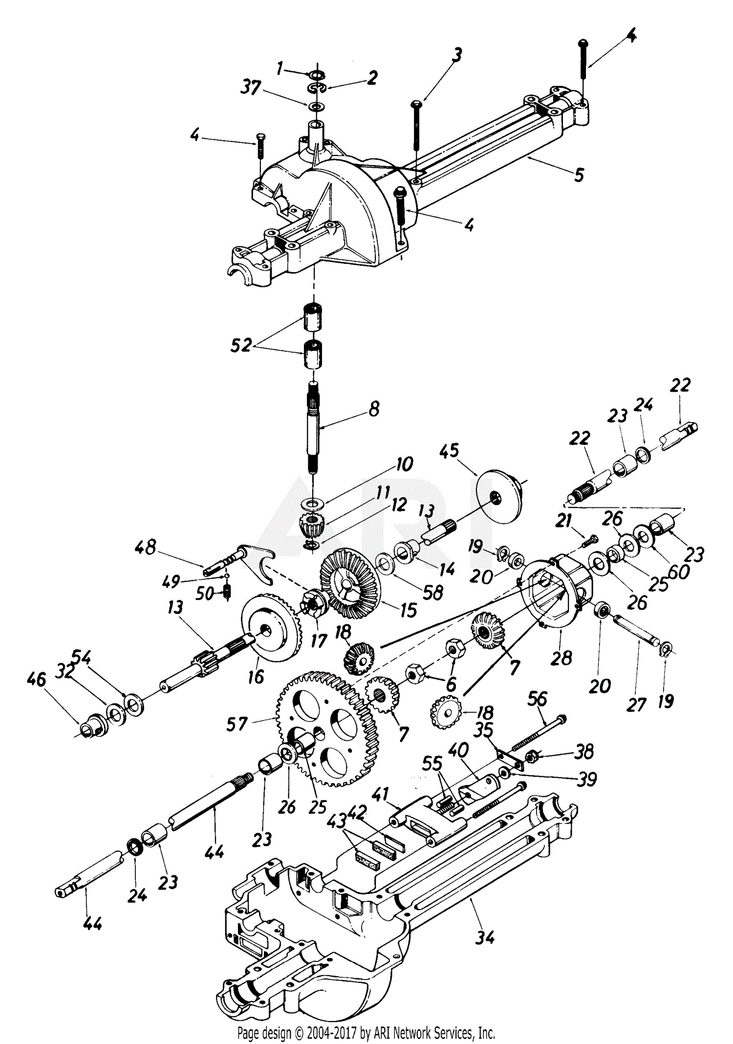 MTD 133K676F190 LT-12 (1993) Parts Diagram for Single Speed Transaxle