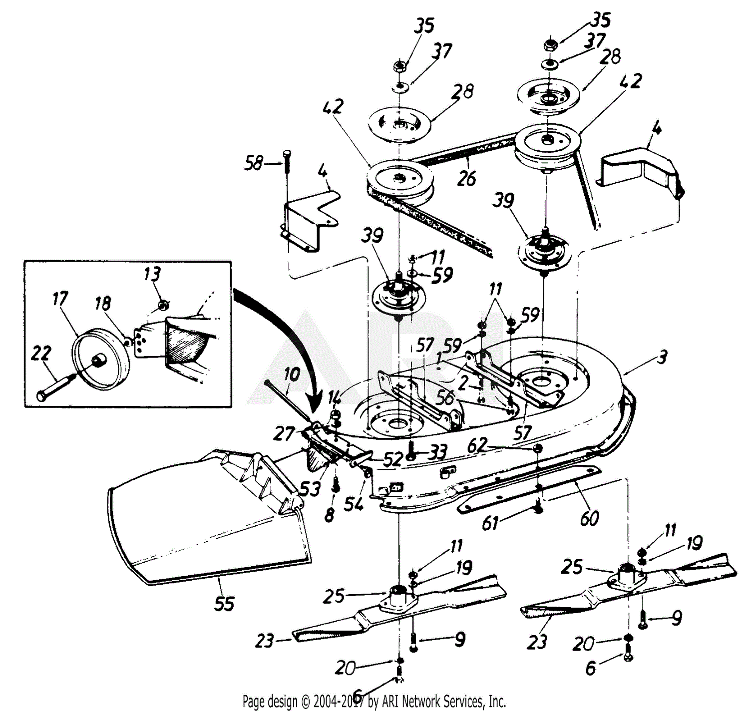 MTD 133K696F190 LT125 (1993) Parts Diagram for 38Inch Mower Deck LT125
