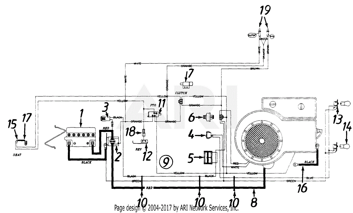 MTD 133K696F190 LT-125 (1993) Parts Diagram for Electrical System LT-125