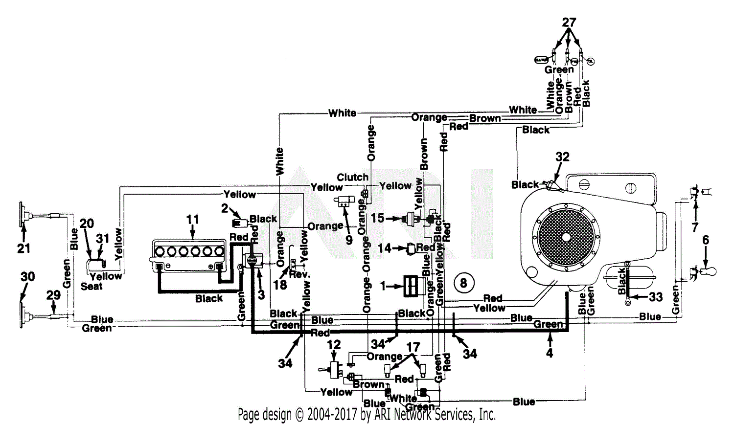 MTD 133R616G190 FST-14 (1993) Parts Diagram for Electrical System