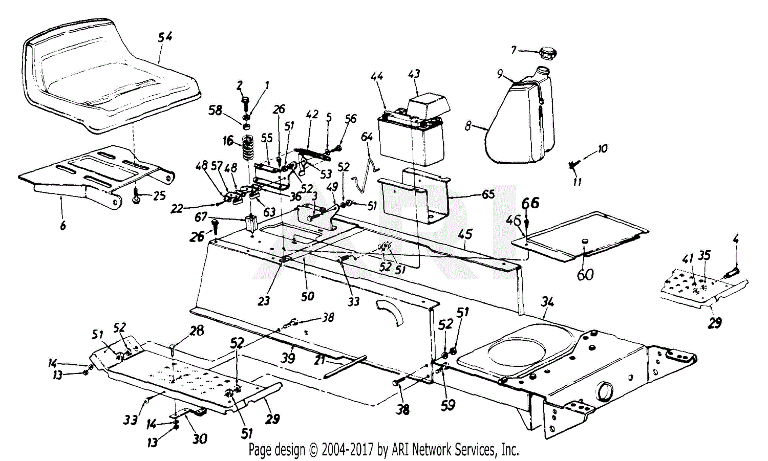 Mtd 133r616g190 Fst 14 1993 Parts Diagram For Seat And Lower Frame