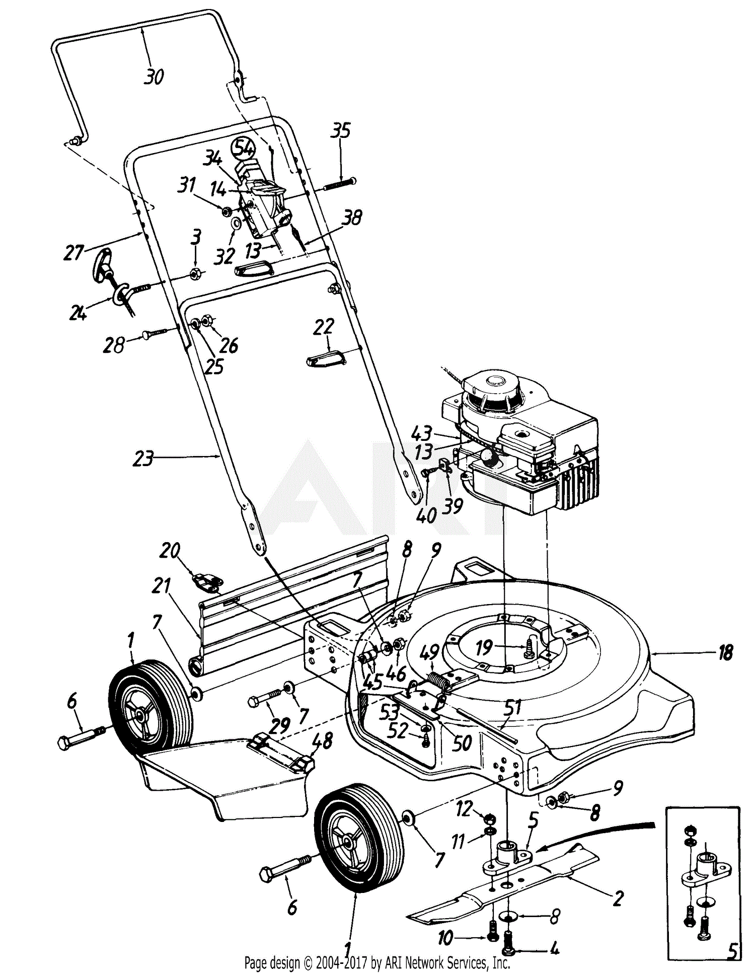 MTD 113052A190 20" ERS Mower (1993) Parts Diagram for 20Inch ERS Mower