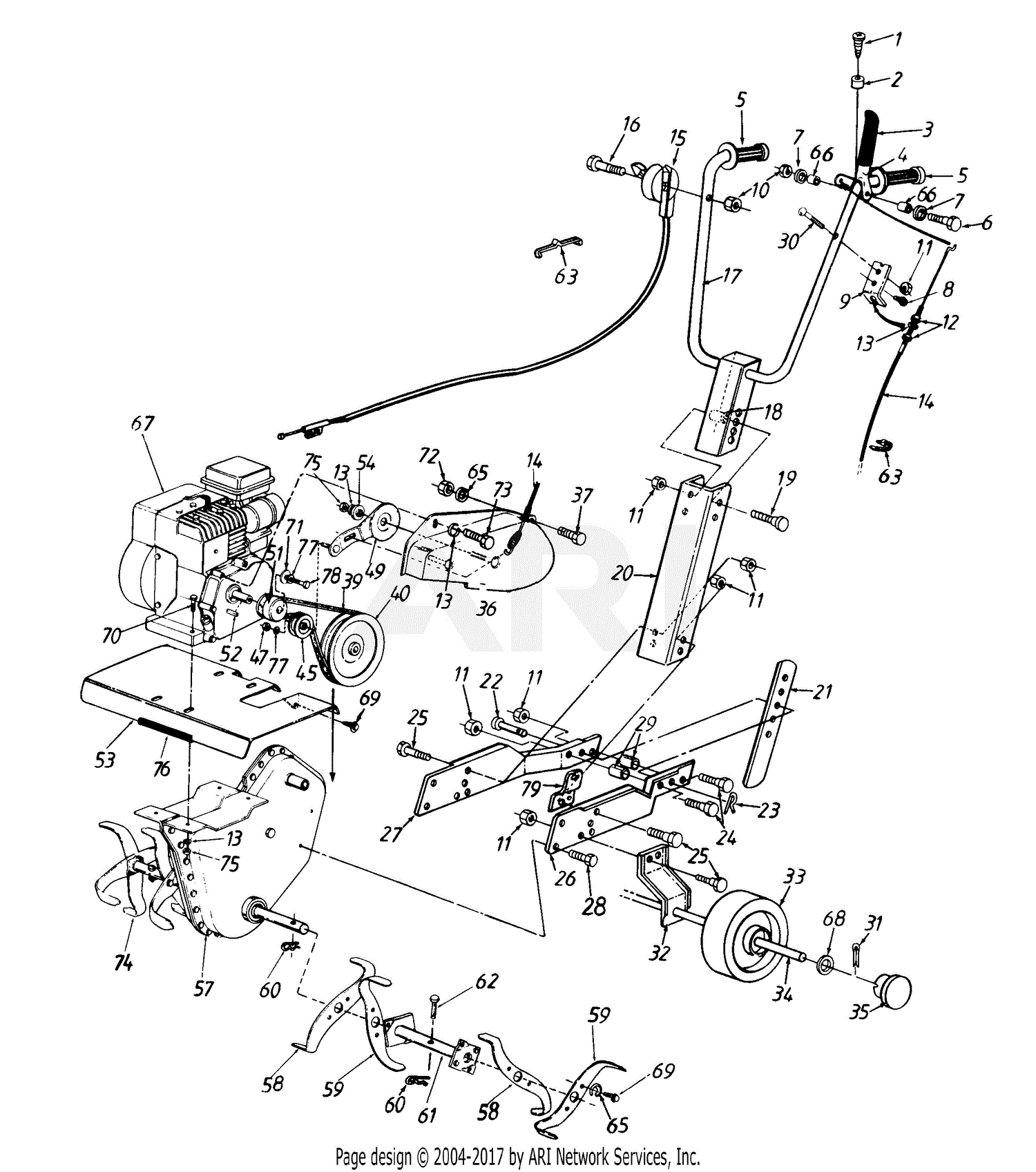 MTD 213-030-190 ROTO BOSS (1993) Parts Diagram for Tiller