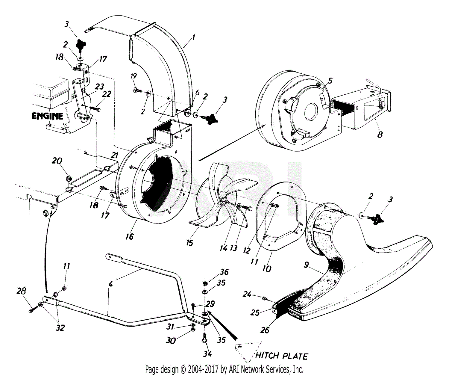 MTD 244-685-190 Power Vacuum (1994) Parts Diagram for Power Vacuums