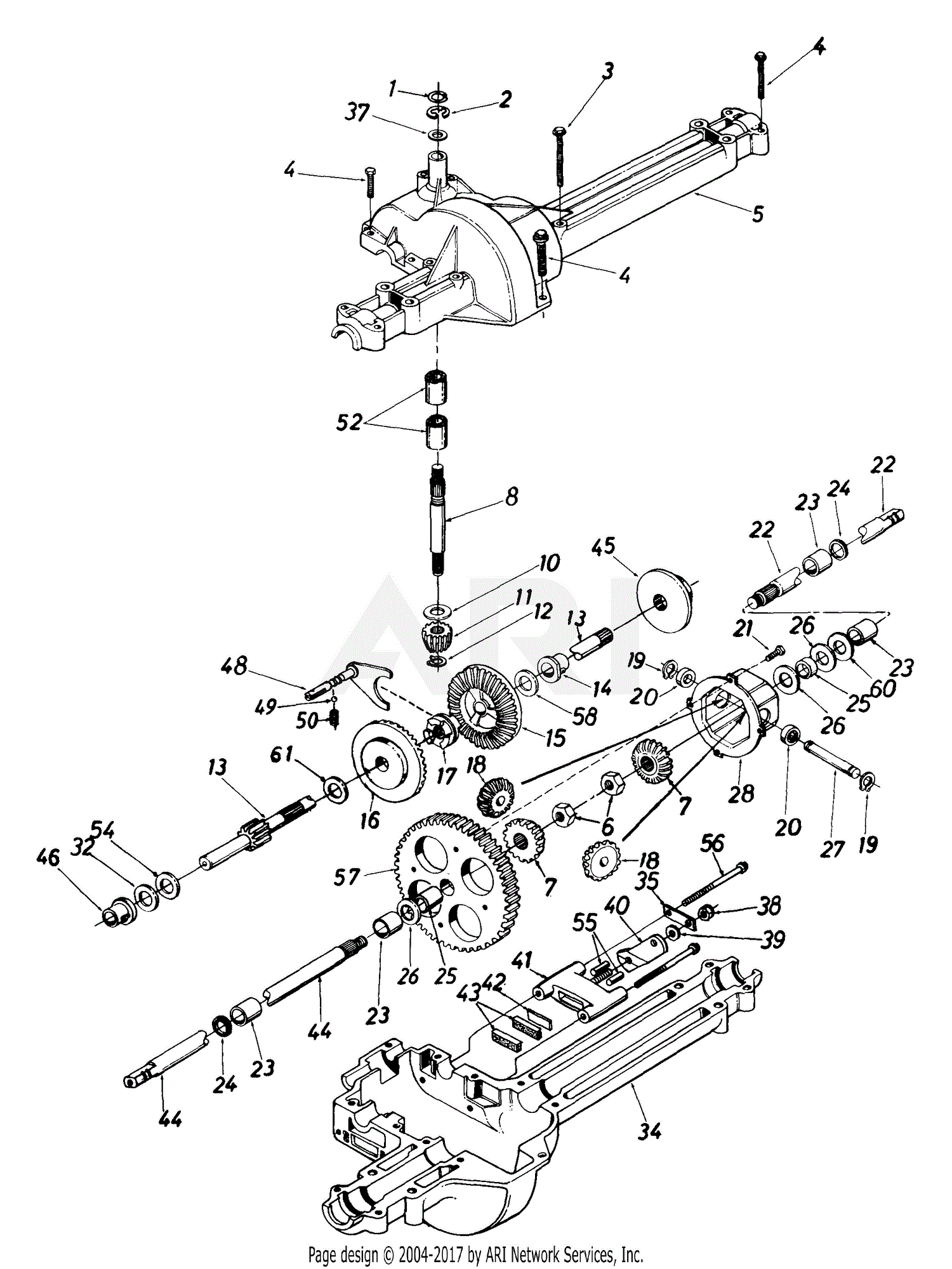 Mtd 134a676f190 38 Lawn Tractor Lt 13 1994 Parts Diagram For Transaxle