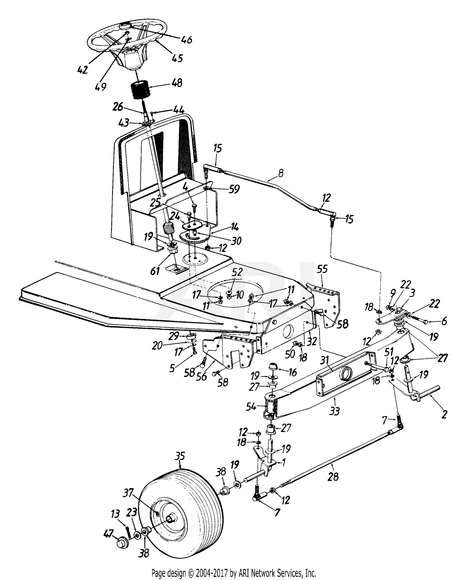 Mtd 134h471f190 38 Lawn Tractor L 12 1994 Parts Diagram For Steering