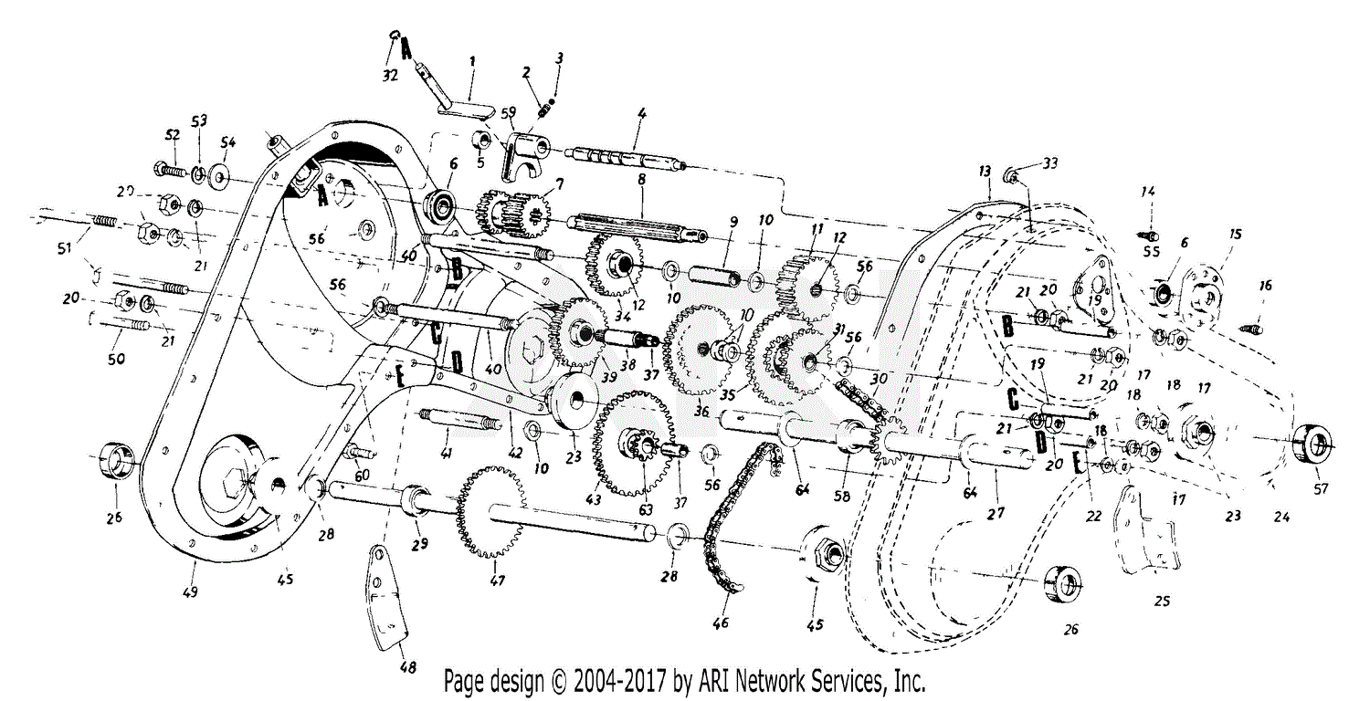 MTD 214-447-190 Roto Boss 550 (1994) Parts Diagram for Gear Case Assembly