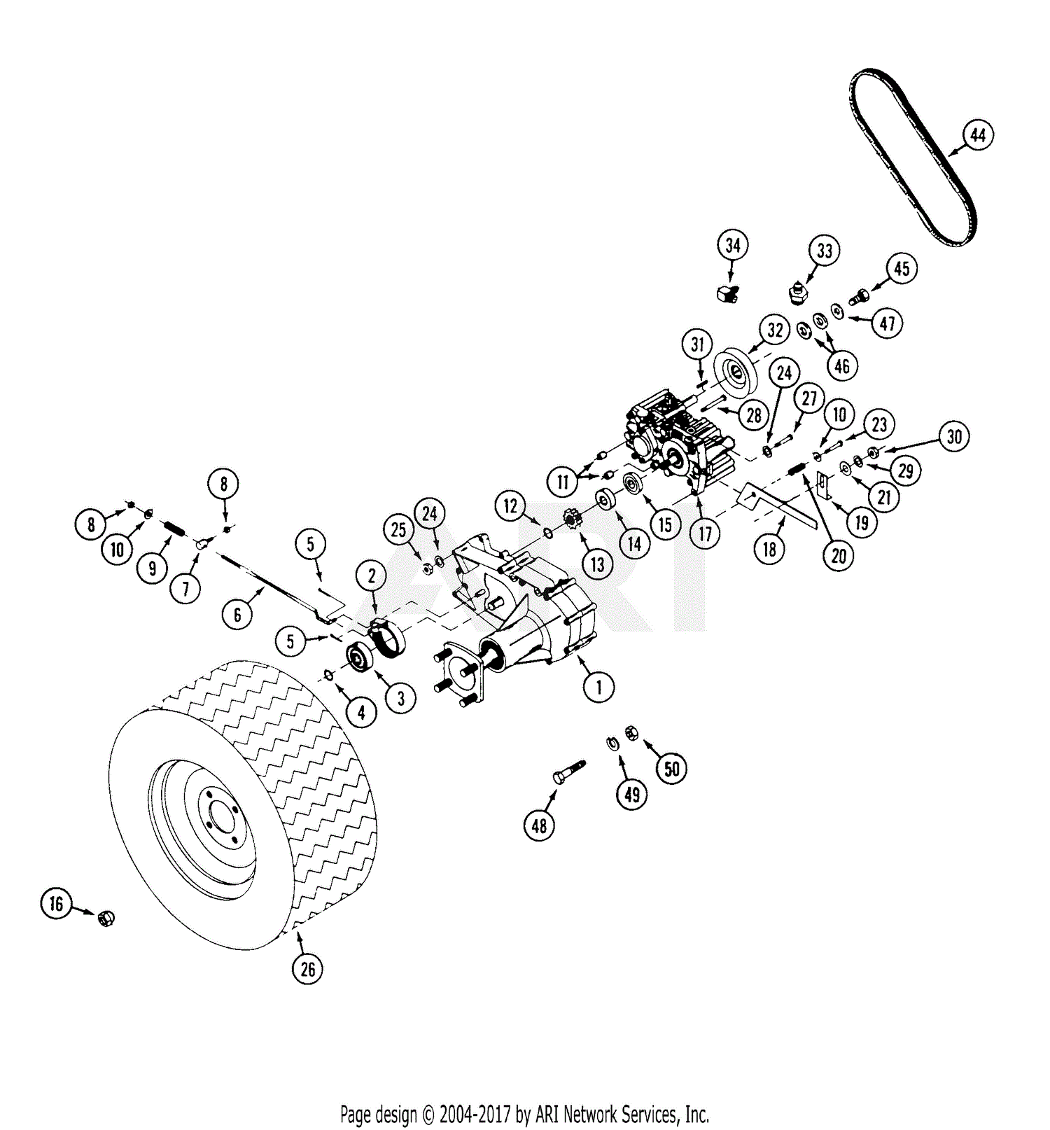 Mtd 135 013 190 Fr 180 1995 Parts Diagram For Drive Assembly Rh