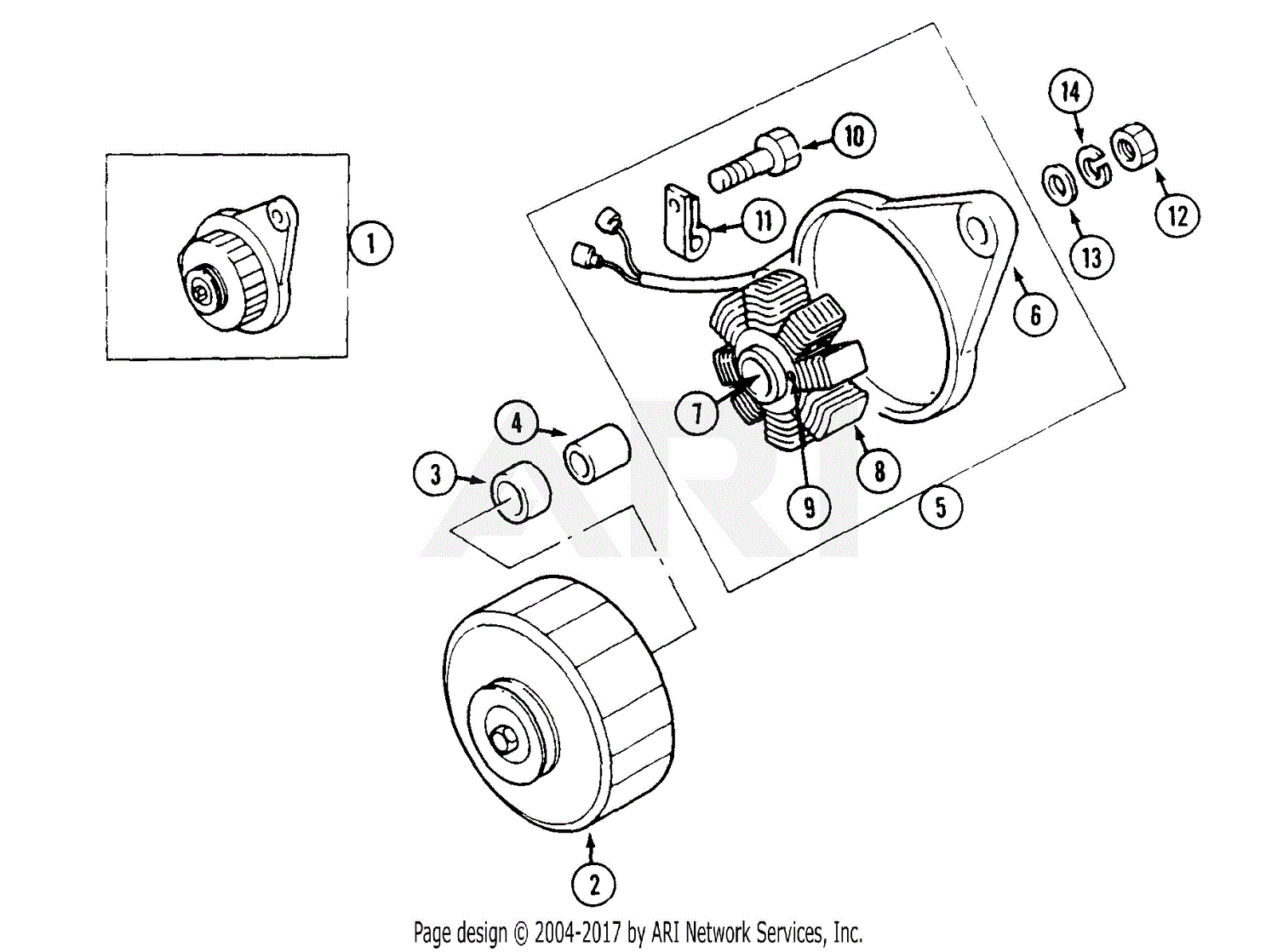 Mtd 135 028 190 Fr 1800d 1995 Parts Diagram For Alternator Assembly