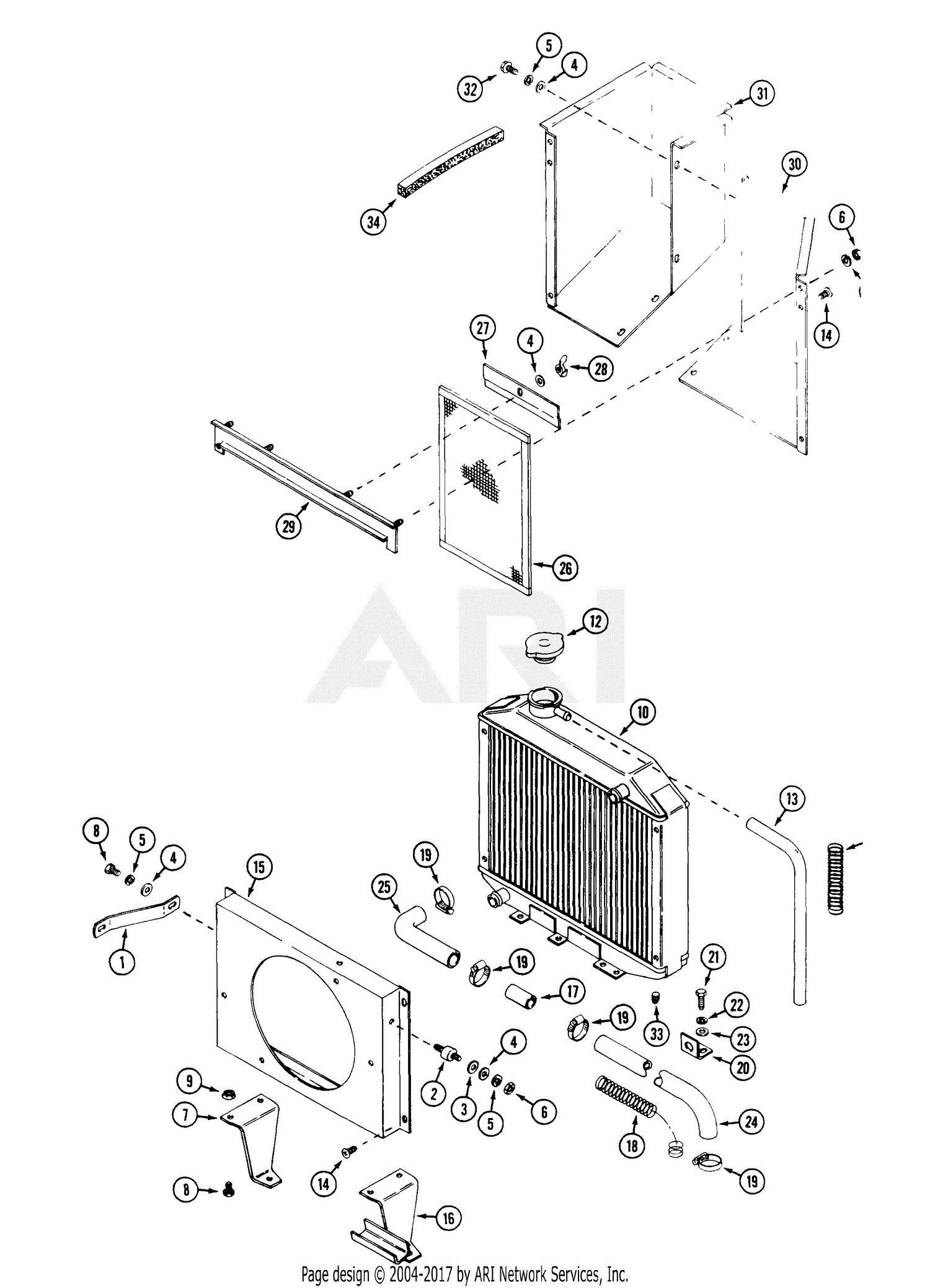 MTD 135-028-190 FR-1800D (1995) Parts Diagram for Radiator And Shroud