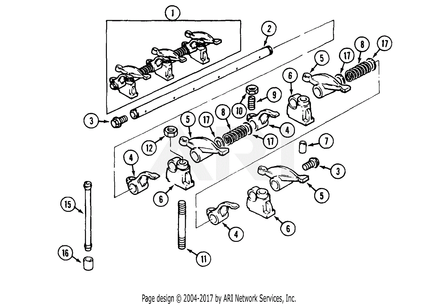 Mtd 135 028 190 Fr 1800d 1995 Parts Diagram For Rocker Shaft