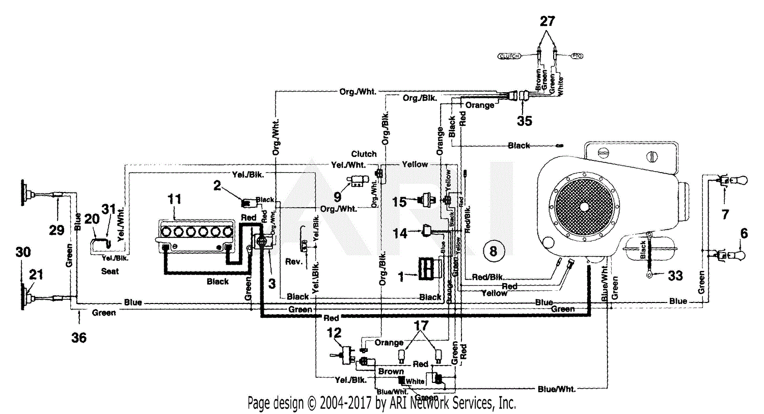 MTD 135R616G190 Lawn Tractor FST-15 (1995) Parts Diagram for Electrical