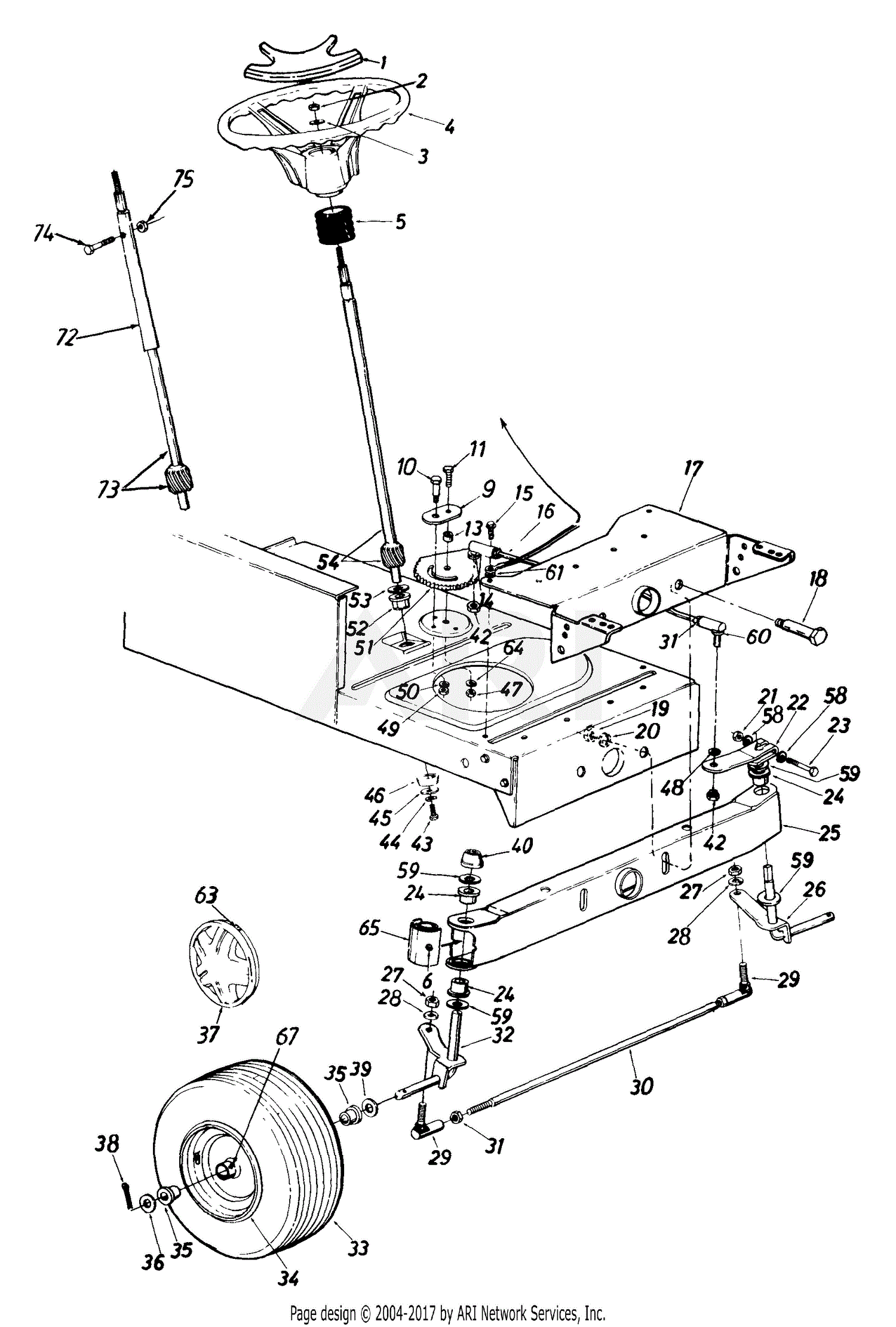 MTD 135T696H190 Lawn Tractor LT-165 (1995) Parts Diagram ...