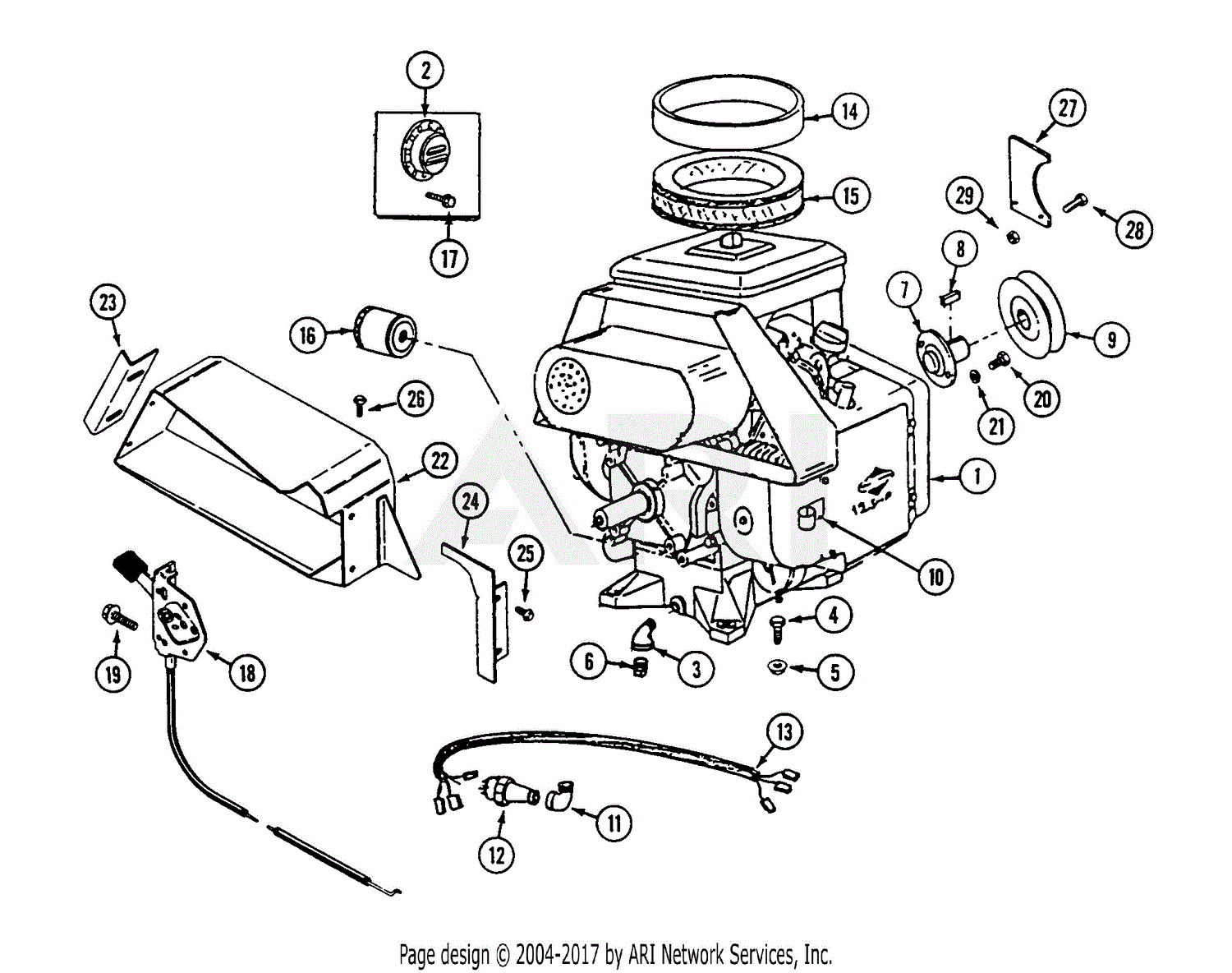 MTD 136-008-190 FR-18 (1996) Parts Diagram for Engine And Attaching Parts