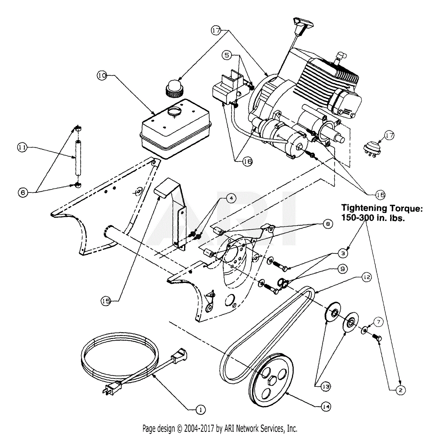 MTD 316-142-190 Snow Boss 30 (1996) Parts Diagram for Engine And V-Belt