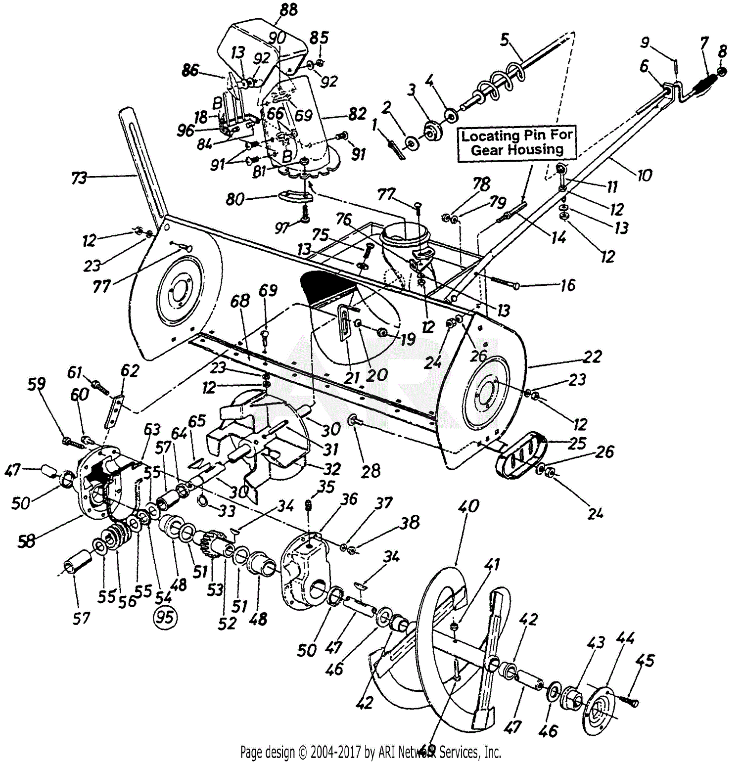 MTD 190-831-000 (1997) (White) Parts Diagram for Gear Box Assembly