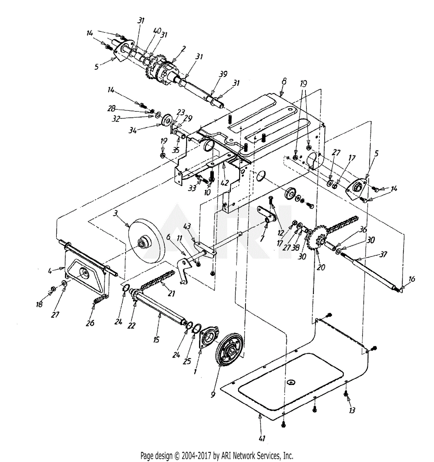 Mtd 247 315c190 Yard Boss 950 1997 Parts Diagram For Frame And Differential 7333