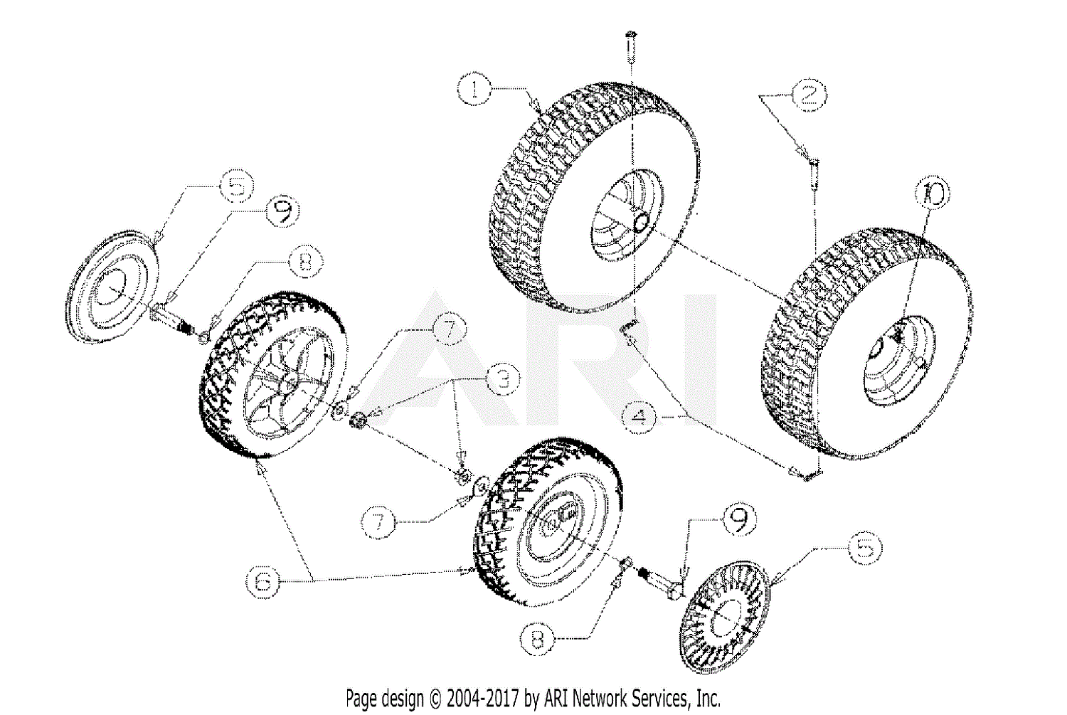 Mtd 247 315c190 Yard Boss 950 1997 Parts Diagram For Wheel 9972