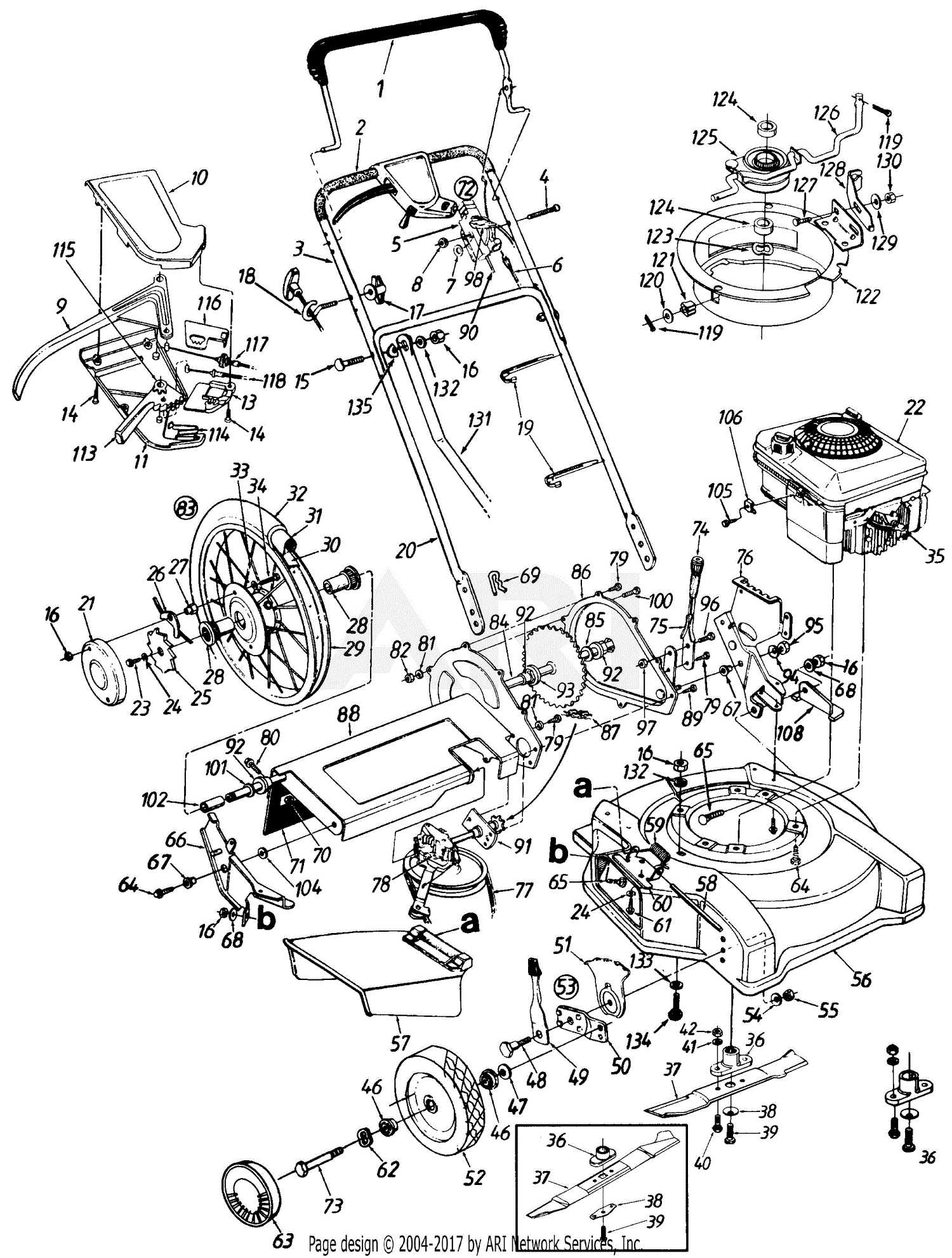 MTD 12A-539D190 HW-660 (1997) Parts Diagram for Handle, Wheel Ass'y ...