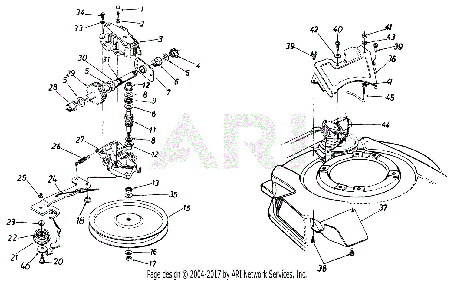 MTD 12A-539D190 HW-660 (1997) Parts Diagram for Transmission