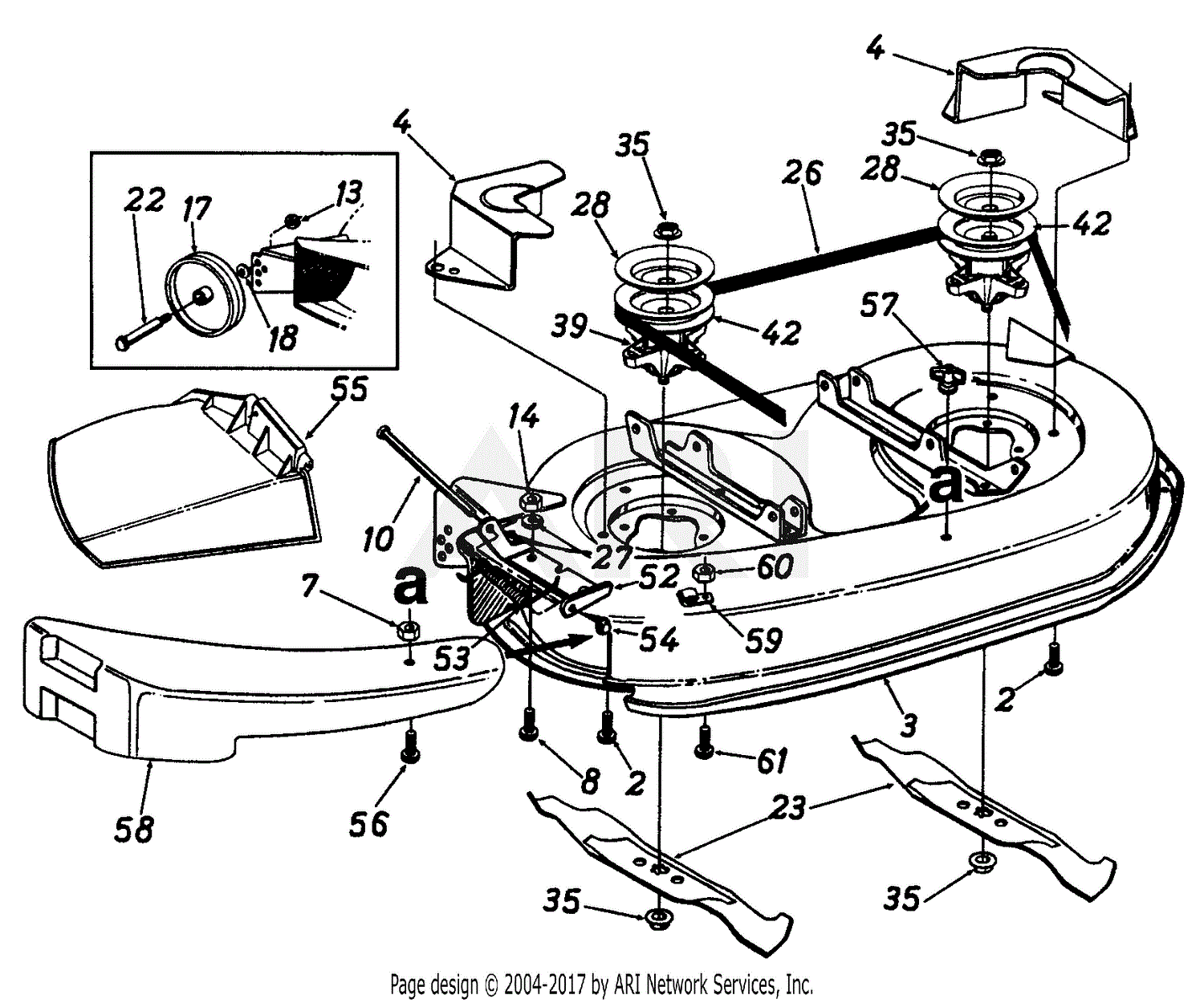 MTD 13A5472F190 L13 (1997) Parts Diagram for 38Inch Mowing Deck