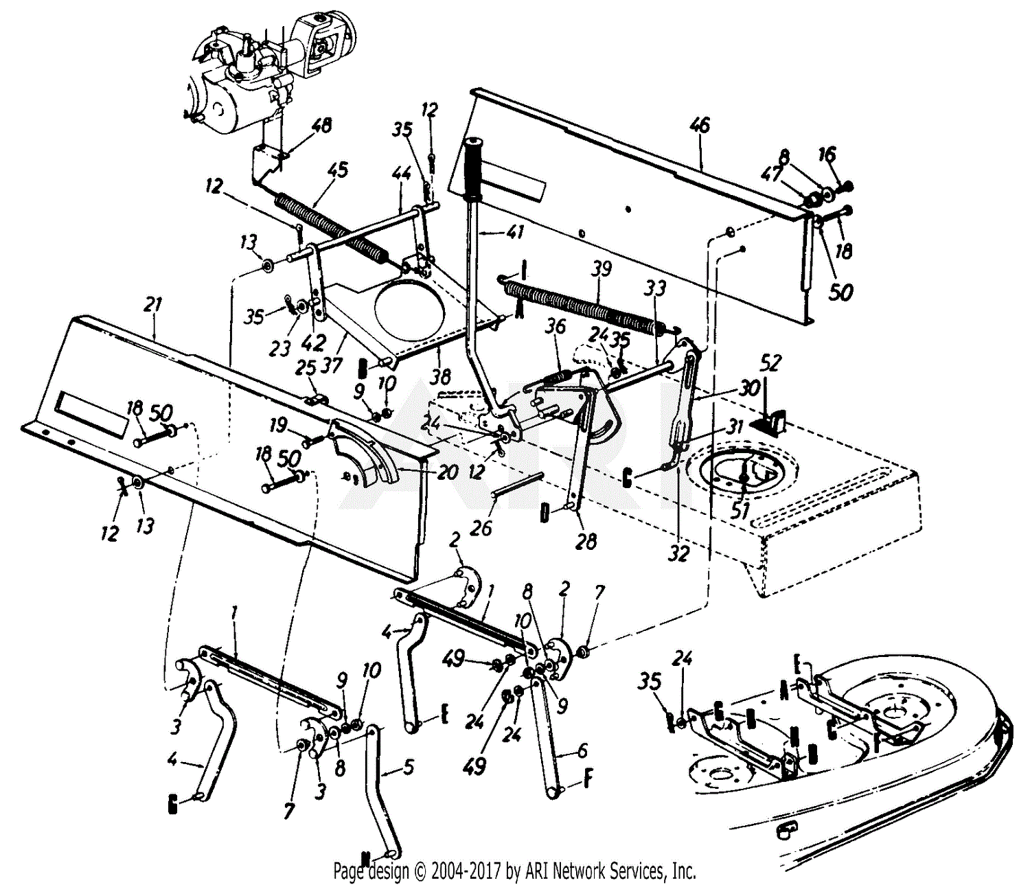 MTD 13AR616G190 FST-16 (1997) Parts Diagram for Upper Frame & Lift Ass'y