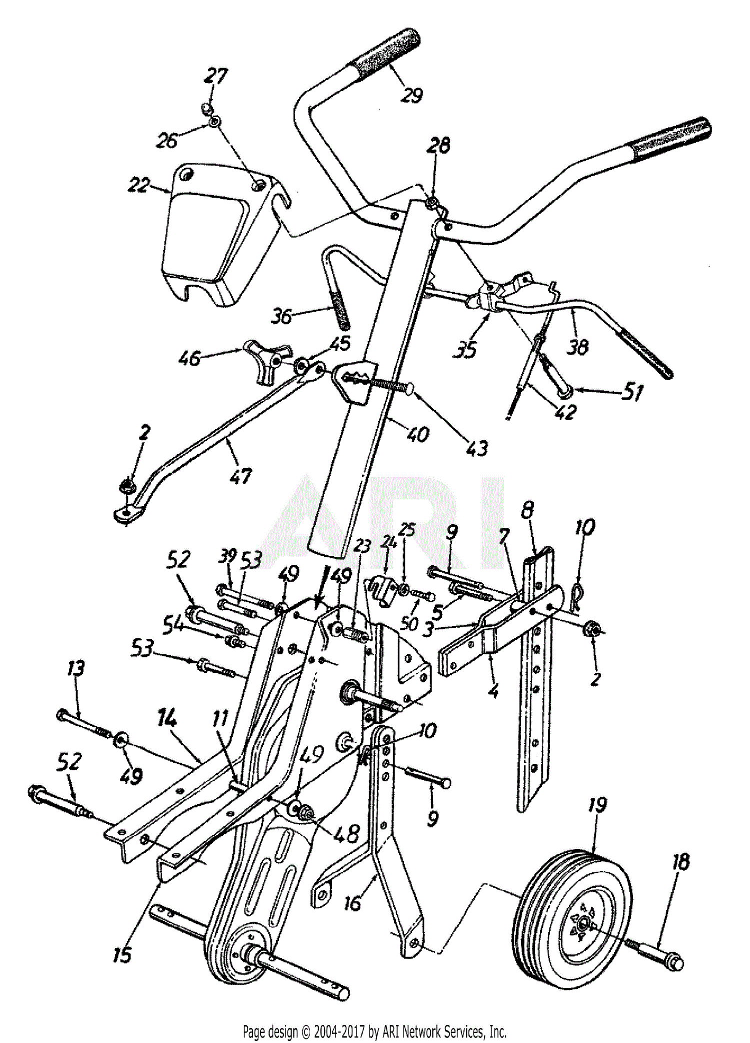 MTD 21A-340-190 Roto Boss 500 (1997) Parts Diagram for Handles, Frame ...