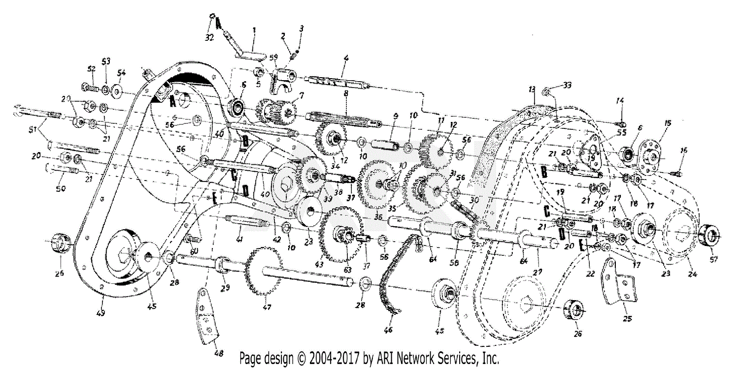 Mtd 21a 447 190 Roto Boss 550 1997 Parts Diagram For Gear Case 3089