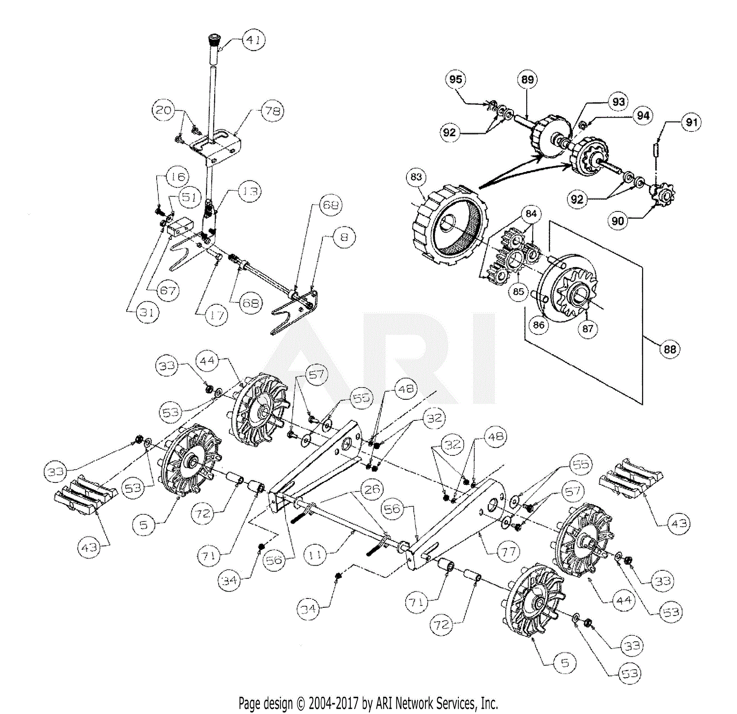 MTD 317E753F190 Snow Boss 950 ST (1997) Parts Diagram for Carrier ...