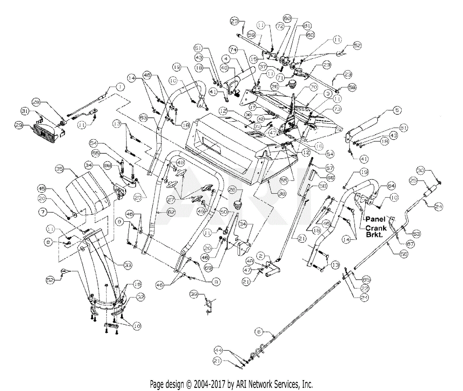 MTD 317E753F190 Snow Boss 950 ST (1997) Parts Diagram for Handle & Panel