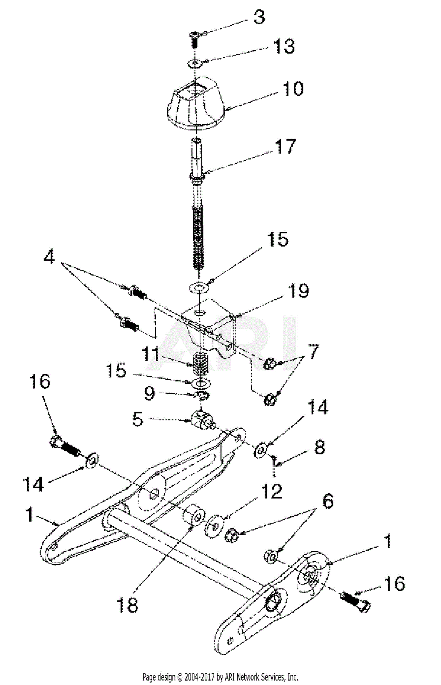 MTD 24A-315C190 Yard Boss 950 (1998) Parts Diagram for Wheel Pivot ...