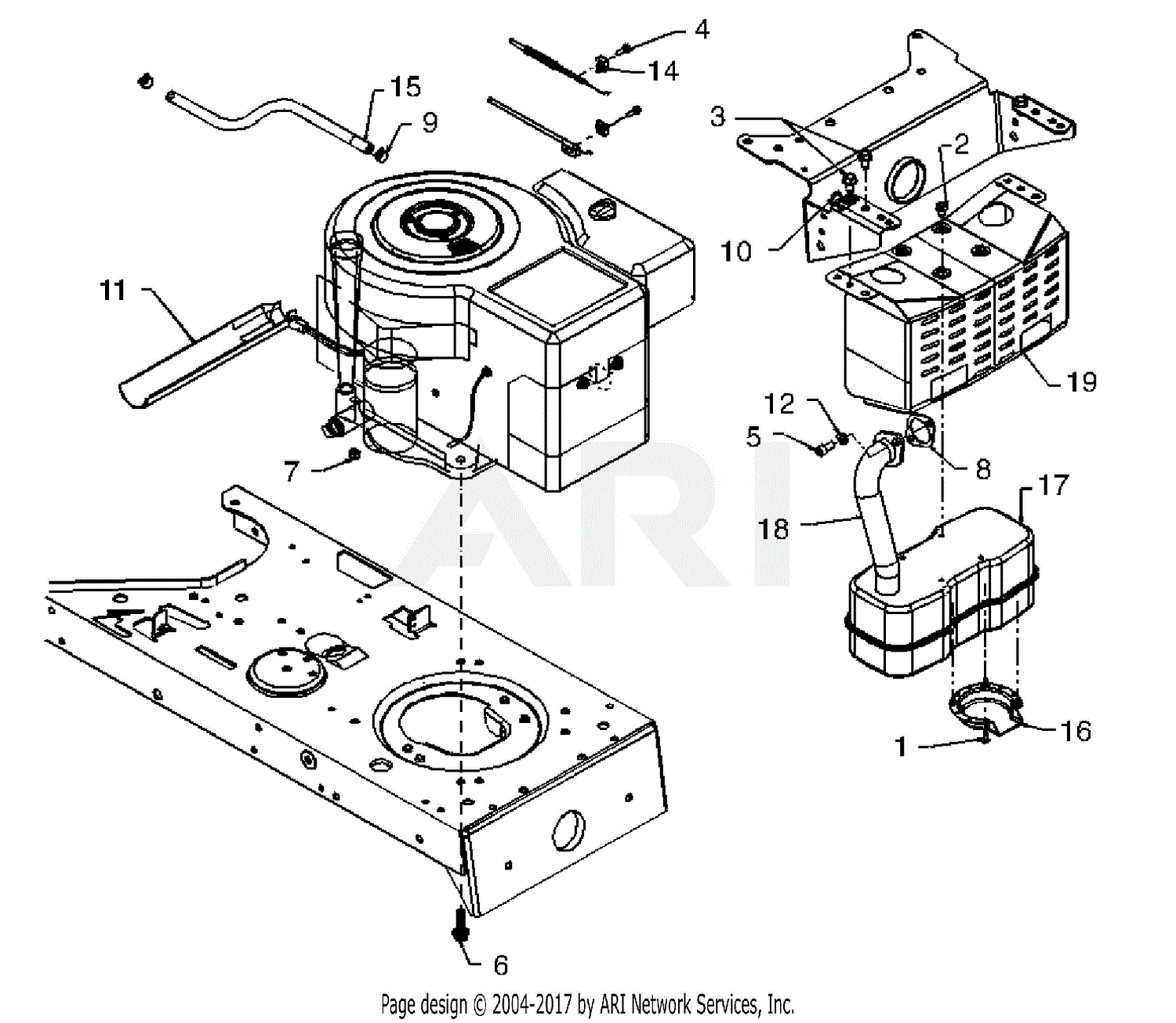Mtd 13ad616g190 Fst 16 1998 Parts Diagram For Muffler And Exhaust