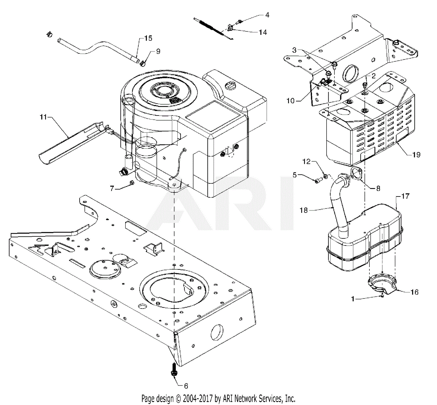 MTD 13AD696G190 LT-165 (1998) Parts Diagram for Muffler Assembly LT-165