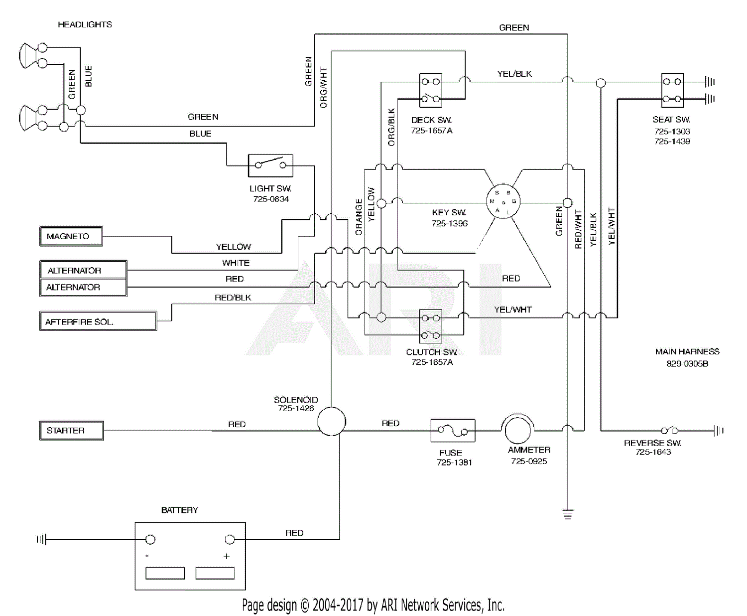 MTD 13AP693F190 LT-145 (1998) Parts Diagram for Schematic LT-145