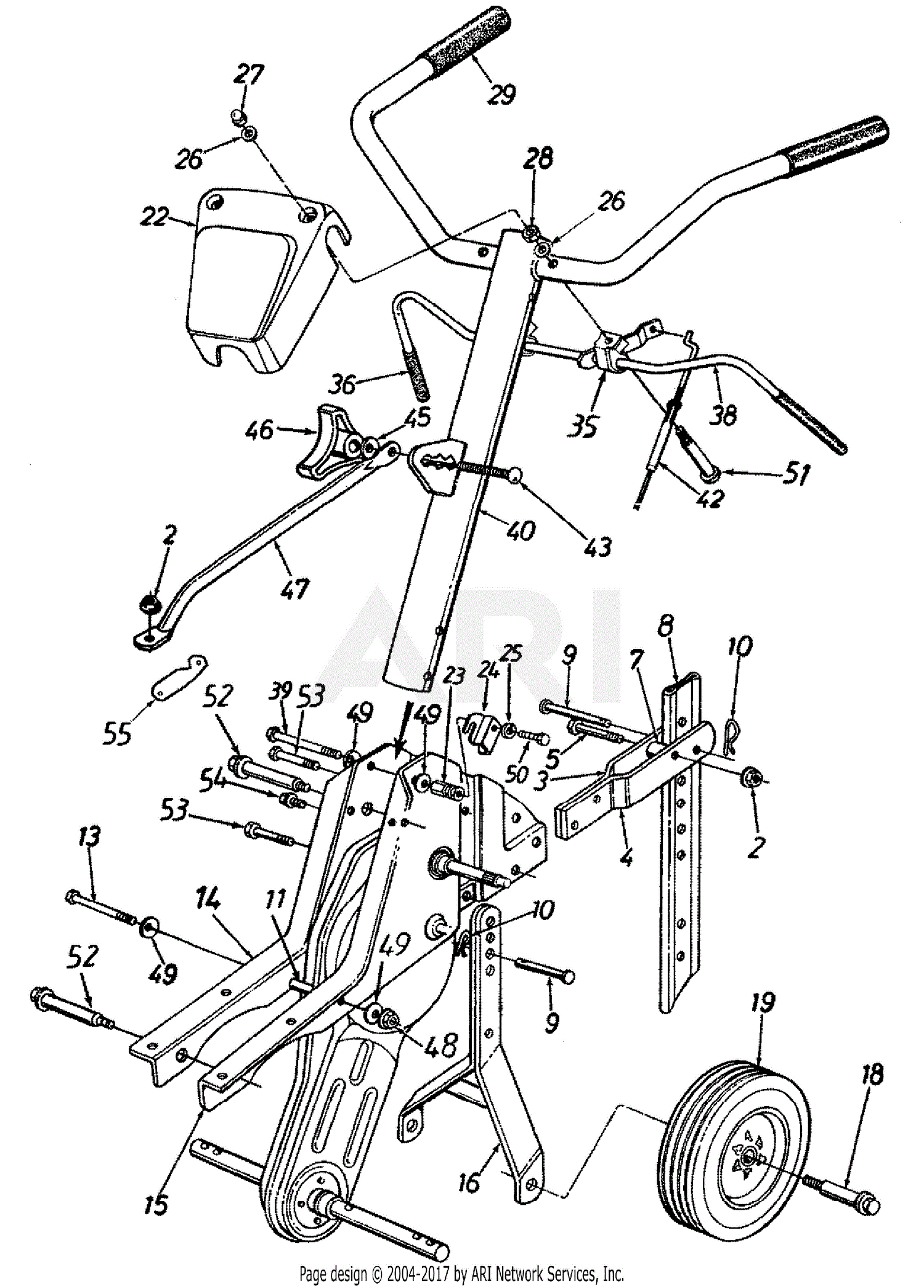 MTD 21A-340-190 RB-500 (1998) Parts Diagram for Handles, Frame And ...