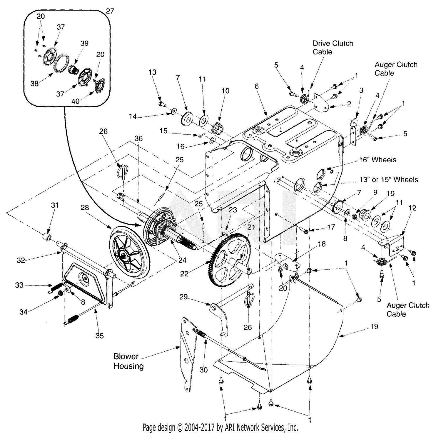 MTD 31AE600E382 Snow Thrower 524 (1998) Parts Diagram for Frame Assembly