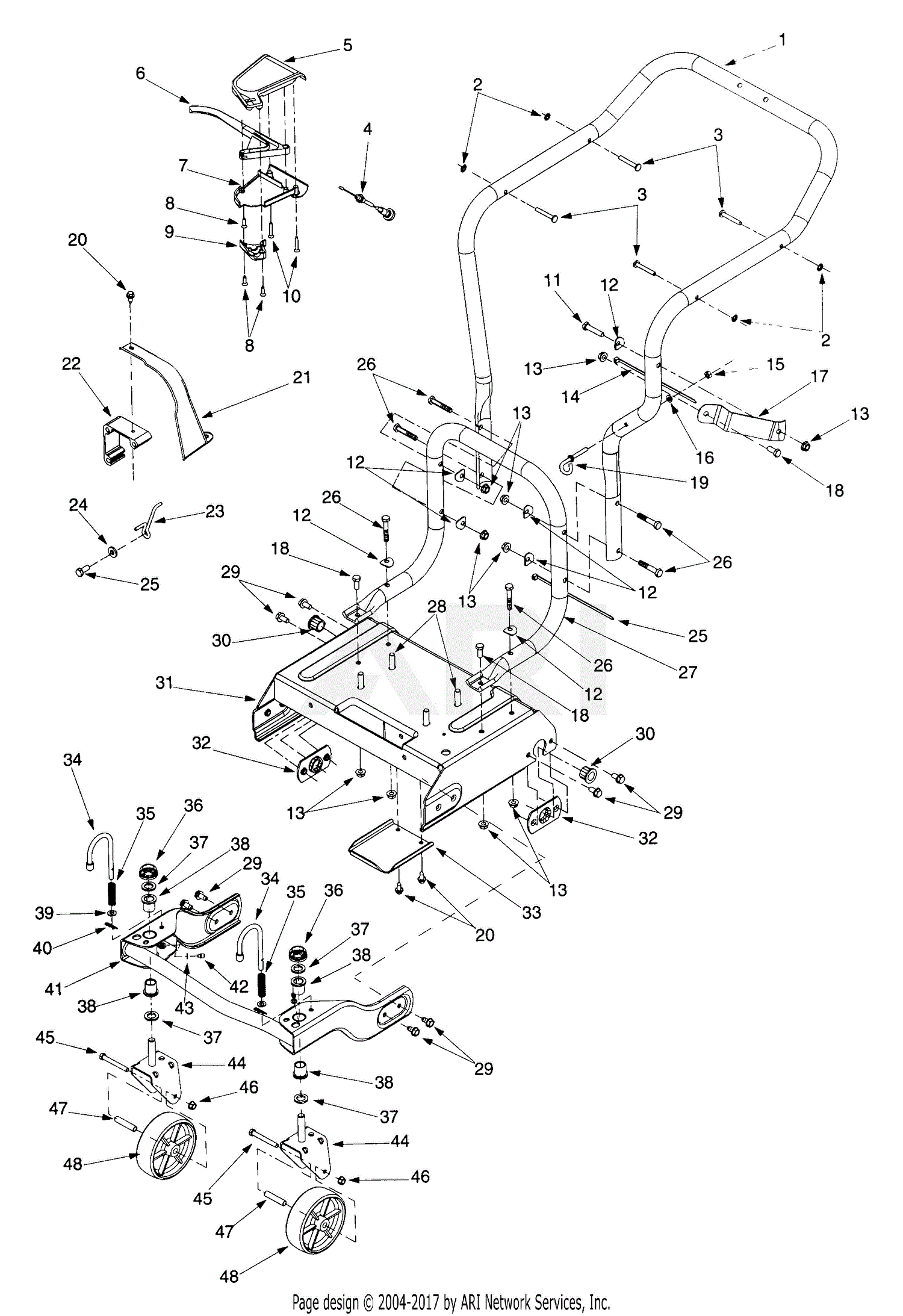 MTD 24A-203B190 Yard Boss 550 (1999) Parts Diagram for Frame And Handle