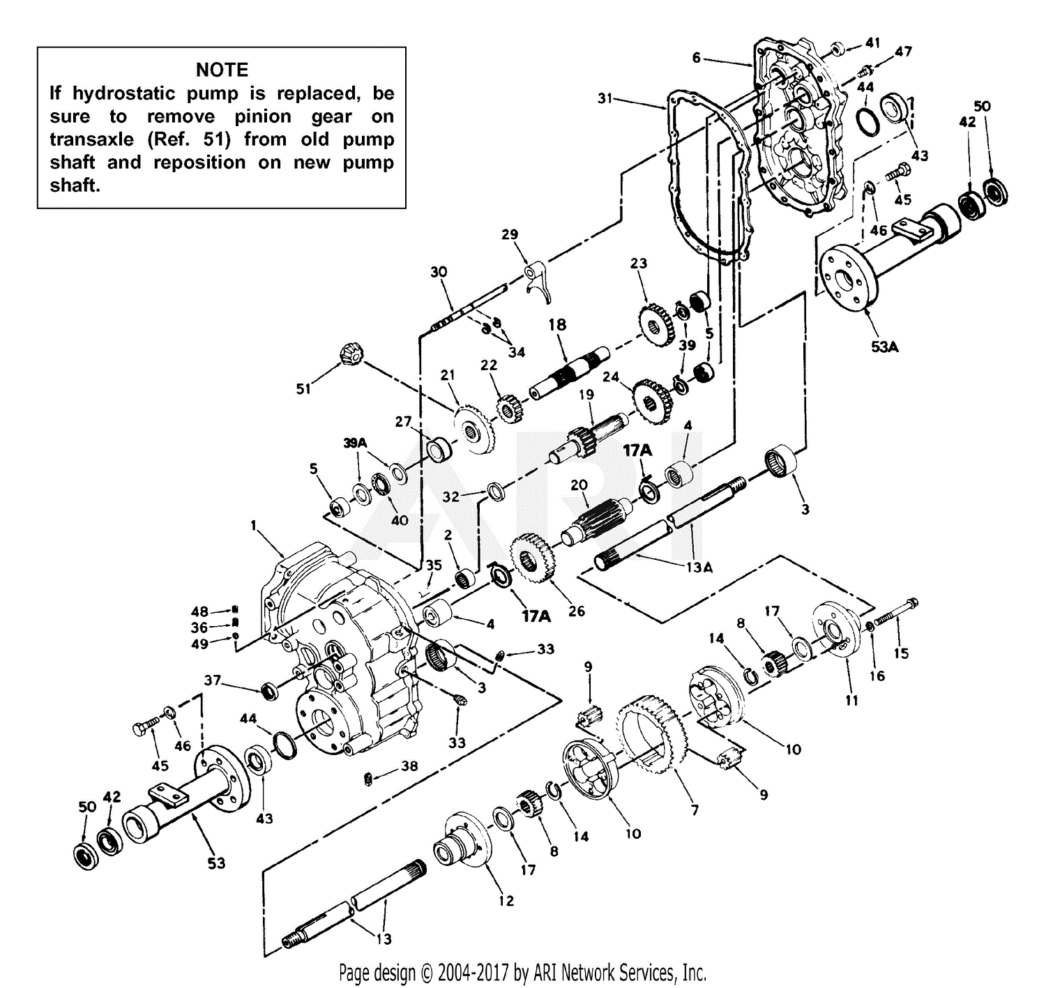 MTD 14A-992-190 GT-2055 (1999) Parts Diagram for Transaxle